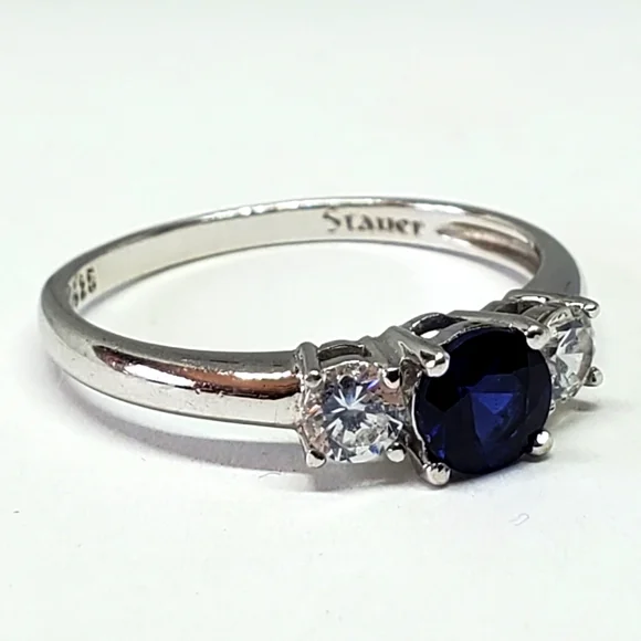 Stauer Jewelry Stauer Blue Sapphire Cz Three Stone Sterling